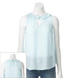 LC Lauren Conrad Collar V-neck Sleeveless Blouse
